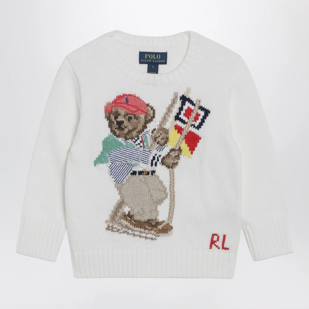 Polo Ralph Lauren - White cotton sweater with Polo Bear Brand Shirts &amp; Tops S