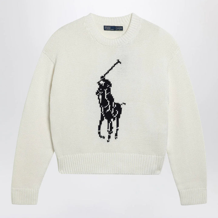 Polo Ralph Lauren - White sweater with logo intarsia Brand Shirts &amp; Tops M