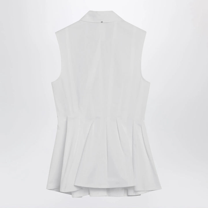 Sportmax - Sleeveless shirt in optical white cotton canvas Brand Shirts &amp; Tops
