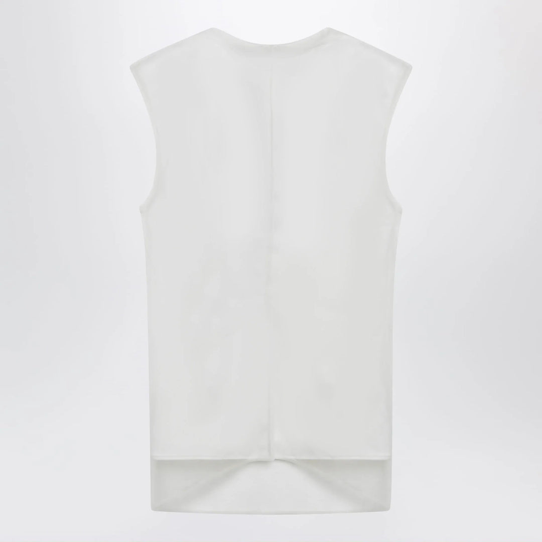 Sportmax - White double-layer top in satin and tulle Brand Shirts &amp; Tops