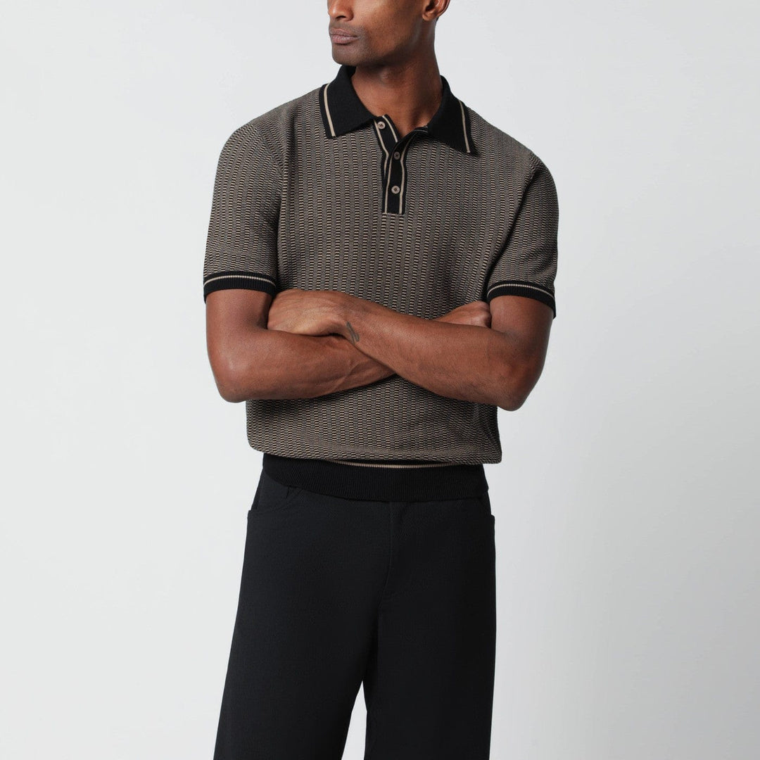 Shirts &amp; Tops Tagliatore - Brown polo shirt with jacquard pattern Brand