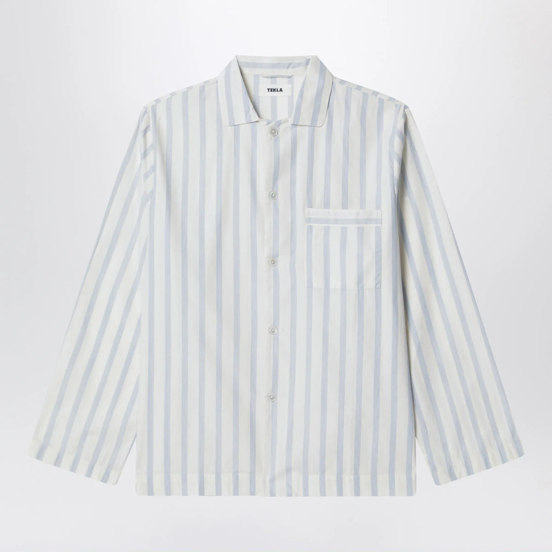 Tekla - White pajama shirt with light blue stripes Brand Shirts &amp; Tops S