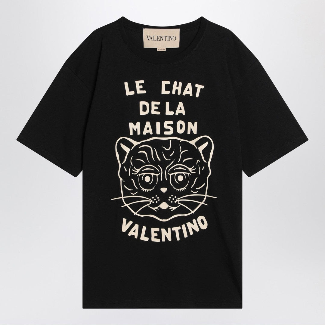 Shirts & Tops Valentino - Black T-shirt with Le Chat de la Maison print Brand