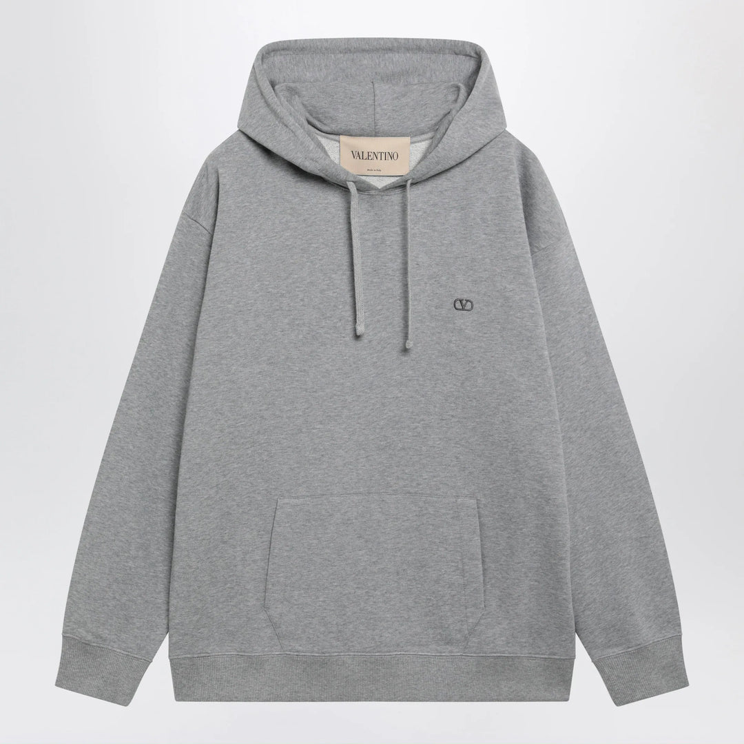 Valentino - Mélange gray hoodie with Vlogo embroidery Brand Shirts &amp; Tops S