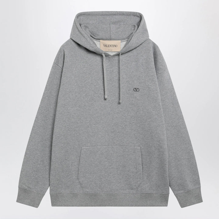 Valentino - Mélange gray hoodie with Vlogo embroidery Brand Shirts &amp; Tops S