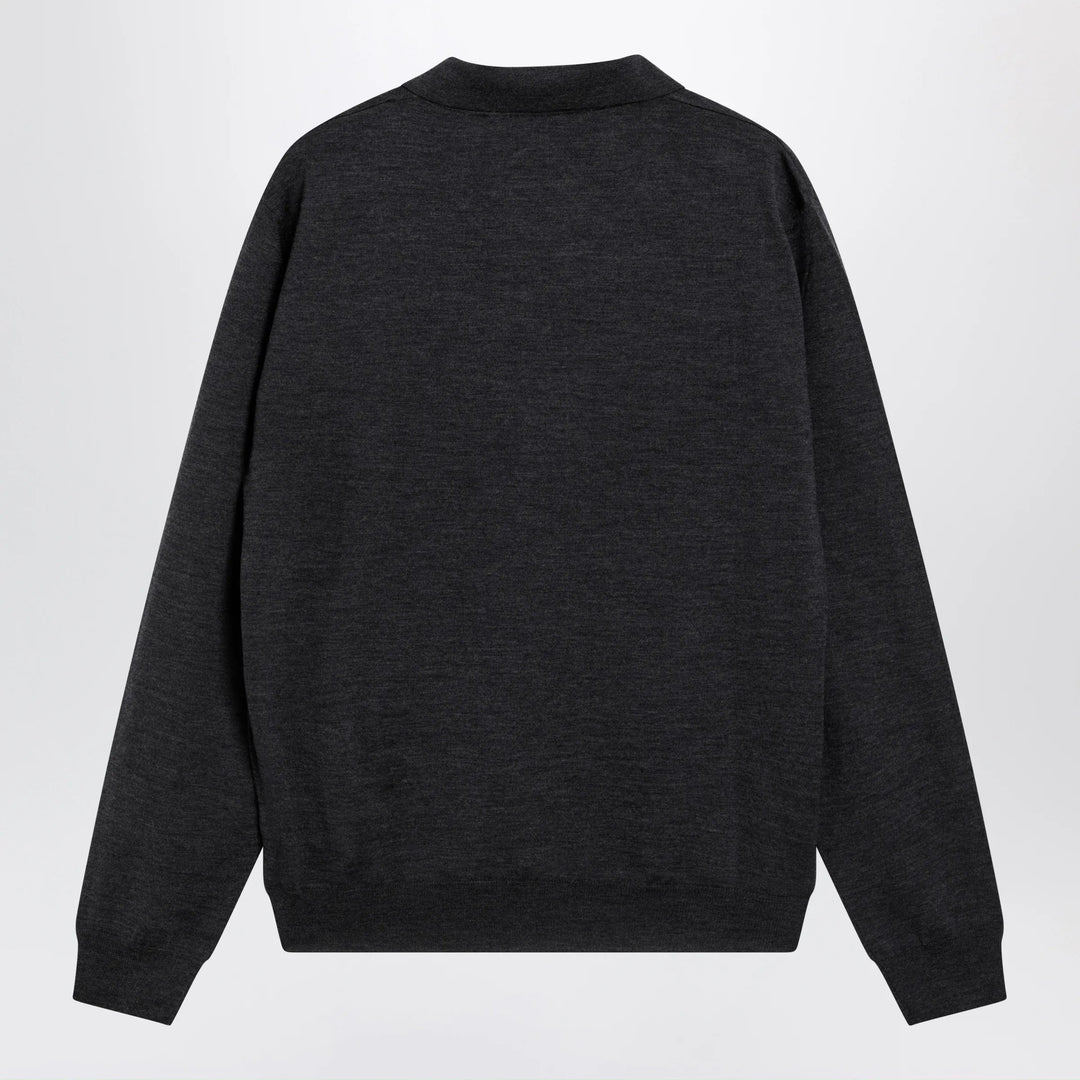 Valentino - Wool polo shirt with VLogo embroidery in anthracite Brand Shirts &amp; Tops