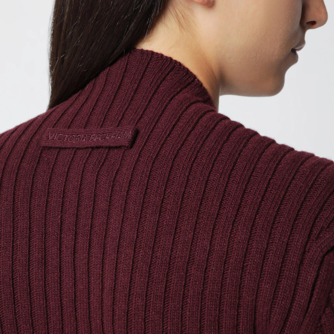 Victoria Beckham - Ribbed Sweater in Dark Grey Wool and Cashmere Brand Shirts &amp; Tops M