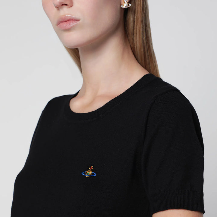 Vivienne Westwood - Bea knitted cotton and cashmere T-shirt in black Brand Shirts &amp; Tops