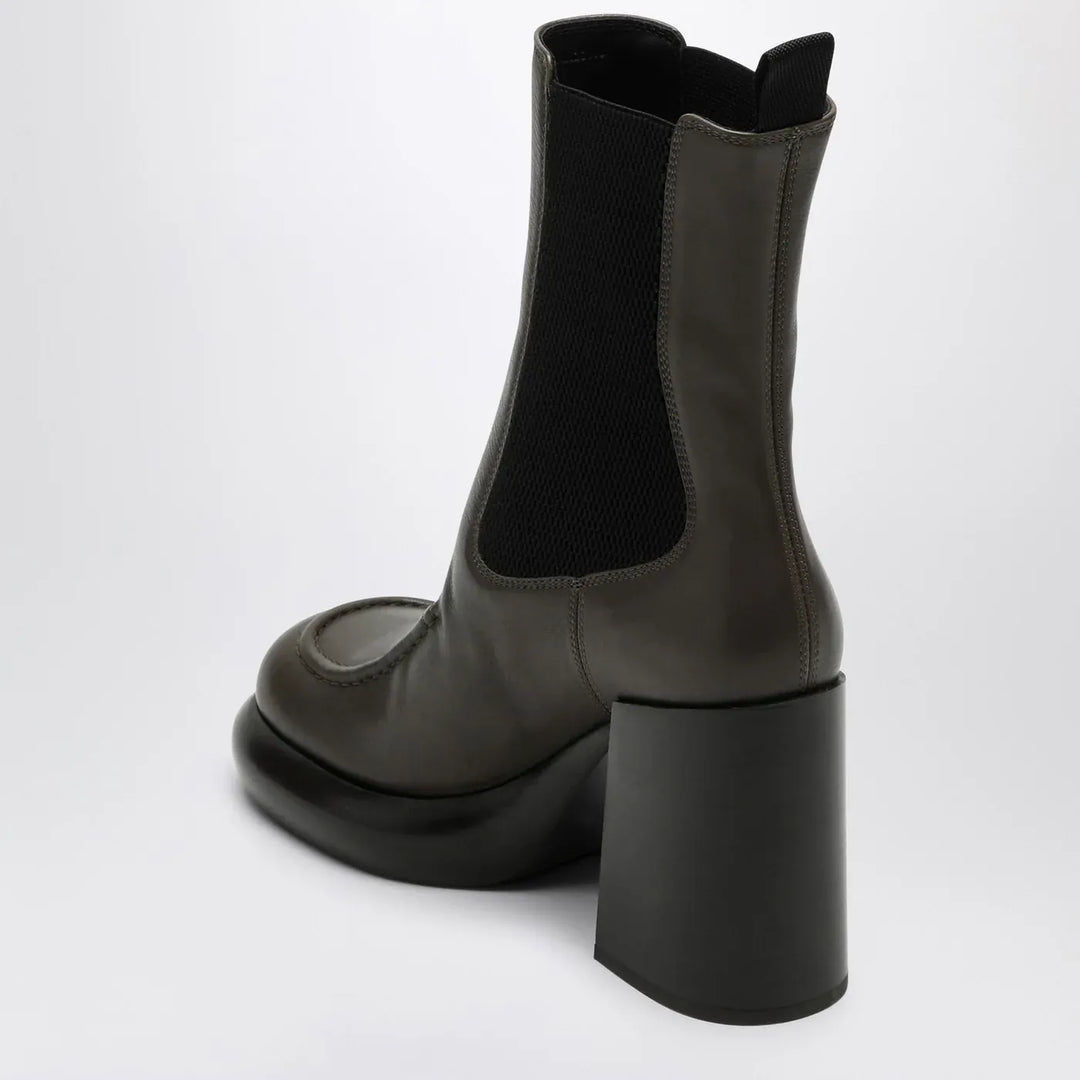 Burberry - Chelsea Wedge boot in dark green leather Brand Shoes 38,5 IT