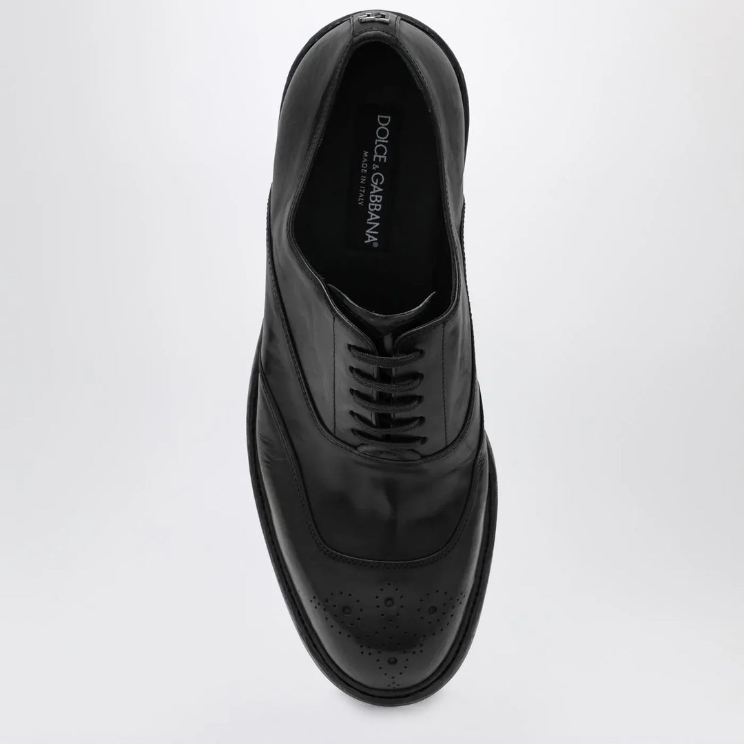 Dolce&amp;Gabbana - Washed black calfskin lace-up shoe Brand Shoes