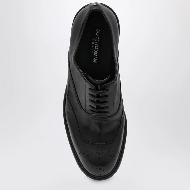 Dolce&amp;Gabbana - Washed black calfskin lace-up shoe Brand Shoes