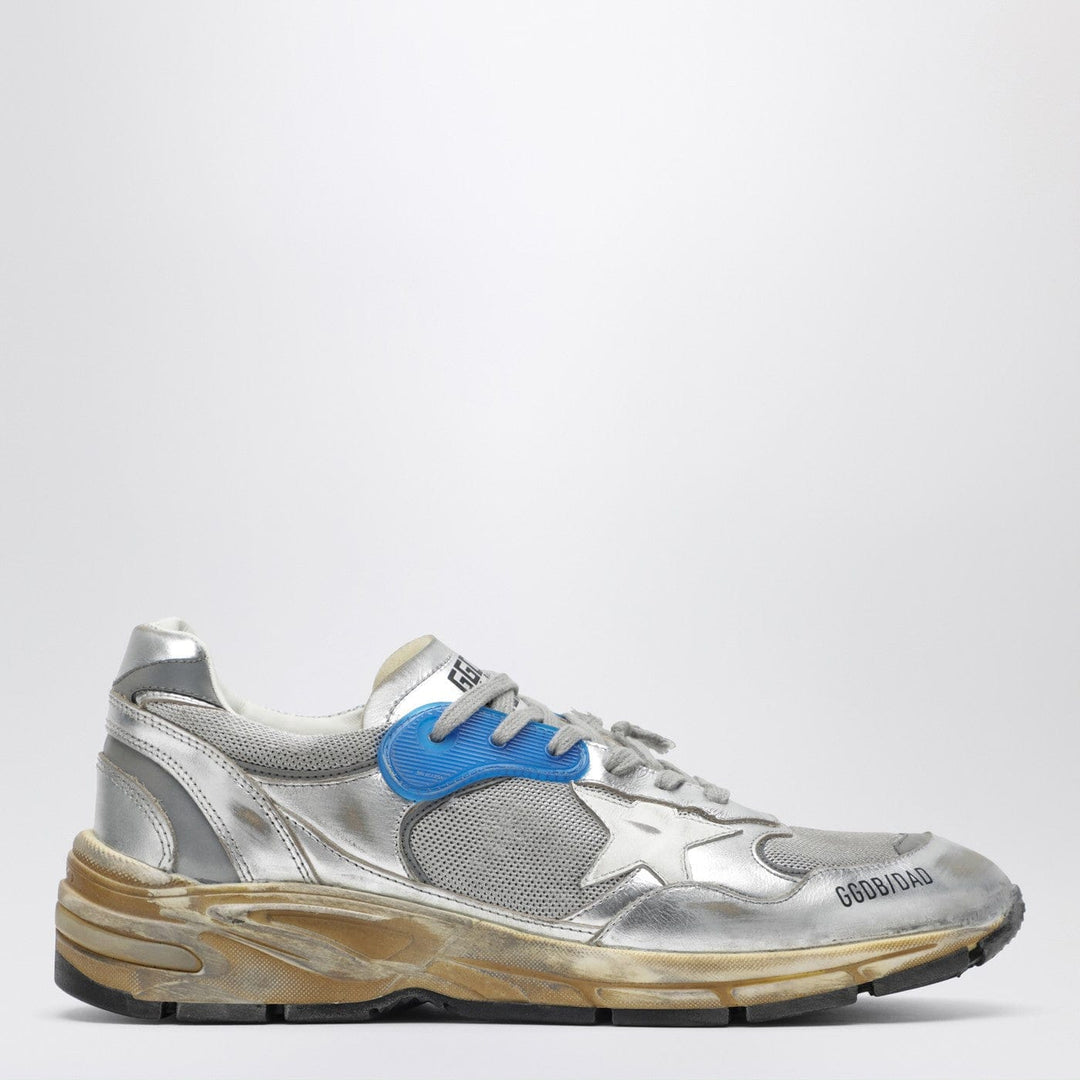 Shoes Golden Goose - Dad-Star sneaker in silver laminated leather and mesh Brand