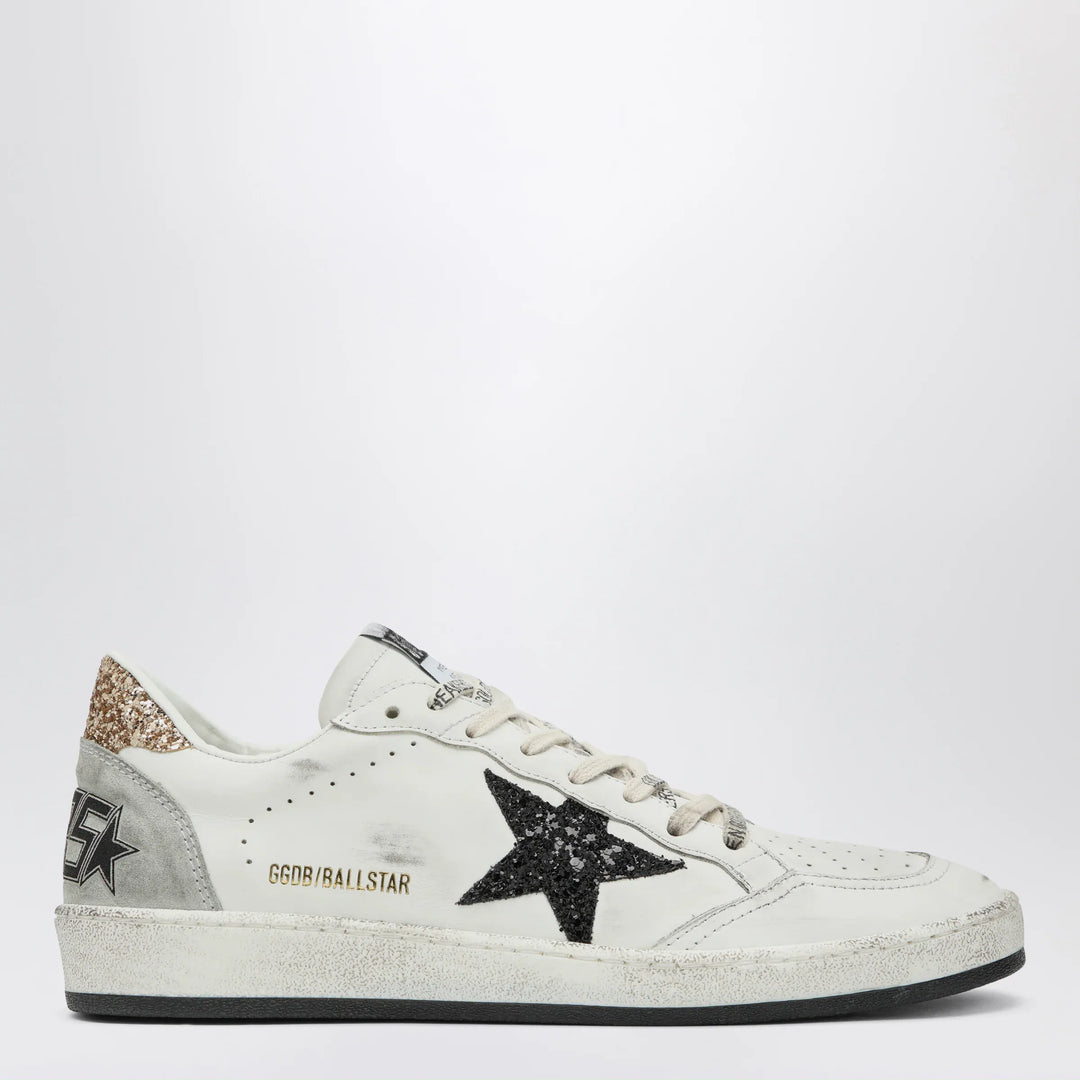 Golden Goose - White and black Ball Star sneakers with gold glitter Brand Shoes 36 IT