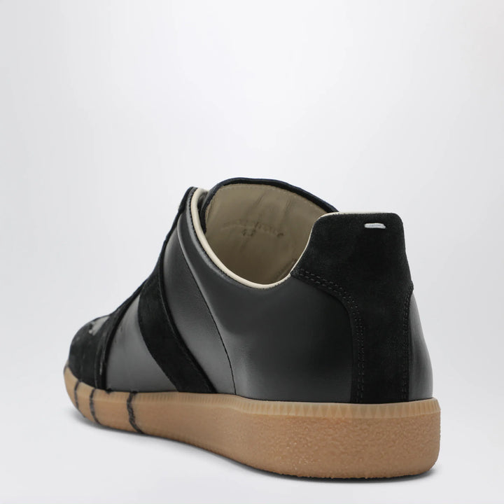 Maison Margiela - Replica paint-splattered calfskin and suede sneakers, black Brand Shoes