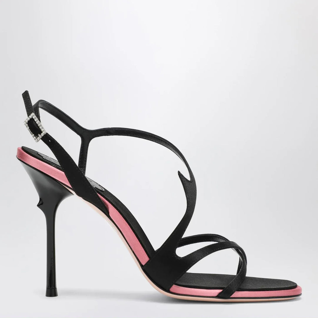 ROGER VIVIER - Black satin heeled sandals Brand Shoes 39 IT