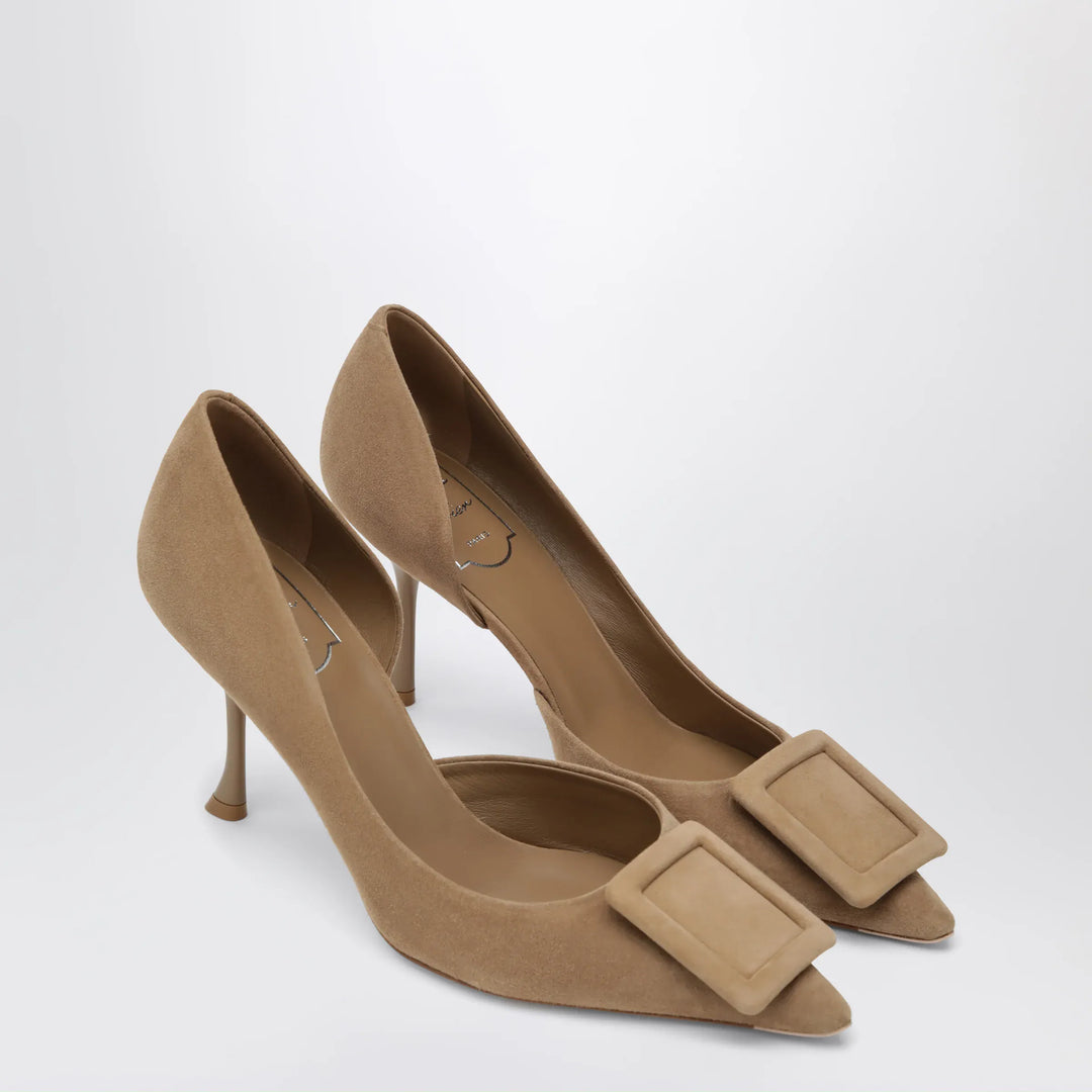 ROGER VIVIER - Viv Ville Dorsay suede pumps in tobacco brown Brand Shoes