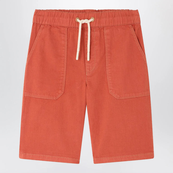 Bonpoint - Syl grenadine red bermuda shorts Brand Shorts 4Y