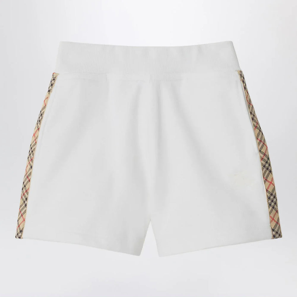 Burberry - White Shorts with Check trims Brand Shorts 8