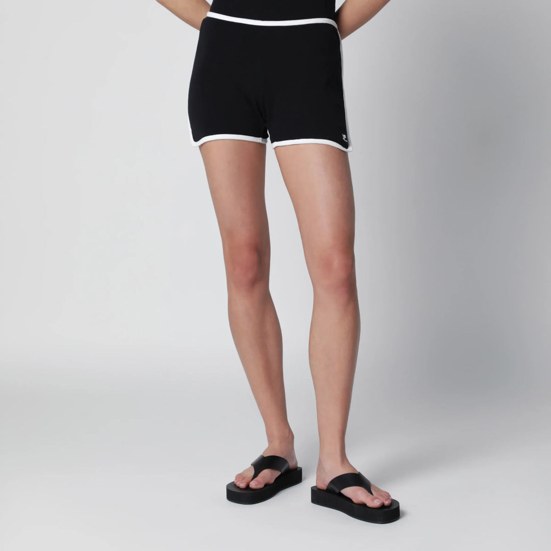 Courrèges - Contrast mini jersey shorts in black cotton Brand Shorts XS