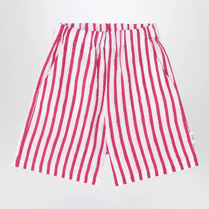 Douuod - White/red striped Bermuda shorts in linen Brand Shorts 6