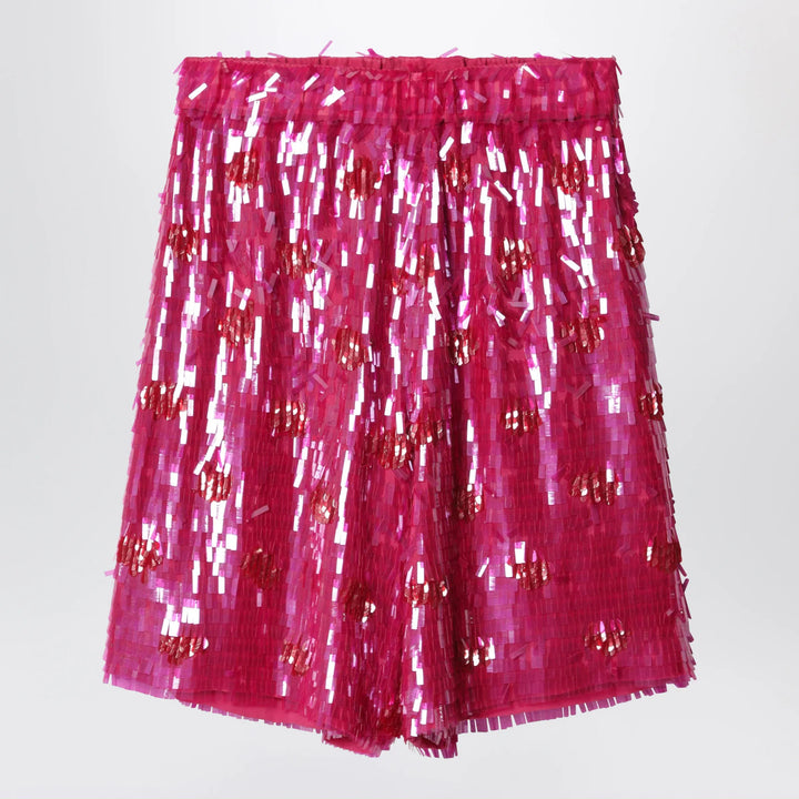 Dries Van Noten - Fuchsia silk bermuda shorts with sequins Brand Shorts S
