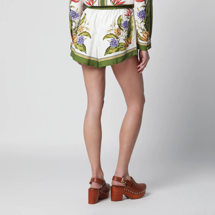 FARM Rio - Sand Tropical Scarf linen-blend shorts Brand Shorts