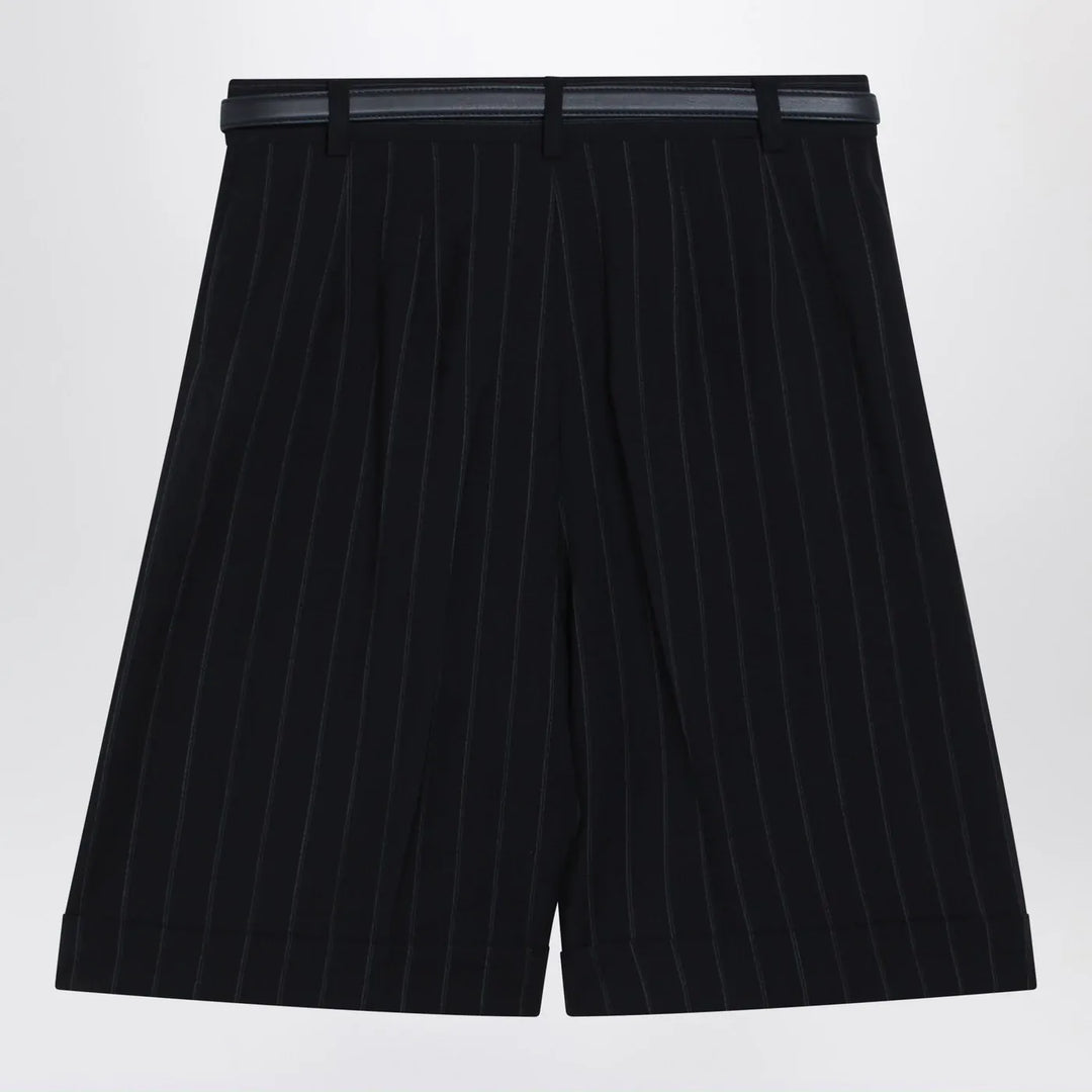Max Mara Studio - Blue pinstripe wool bermuda shorts Brand Shorts 40  IT