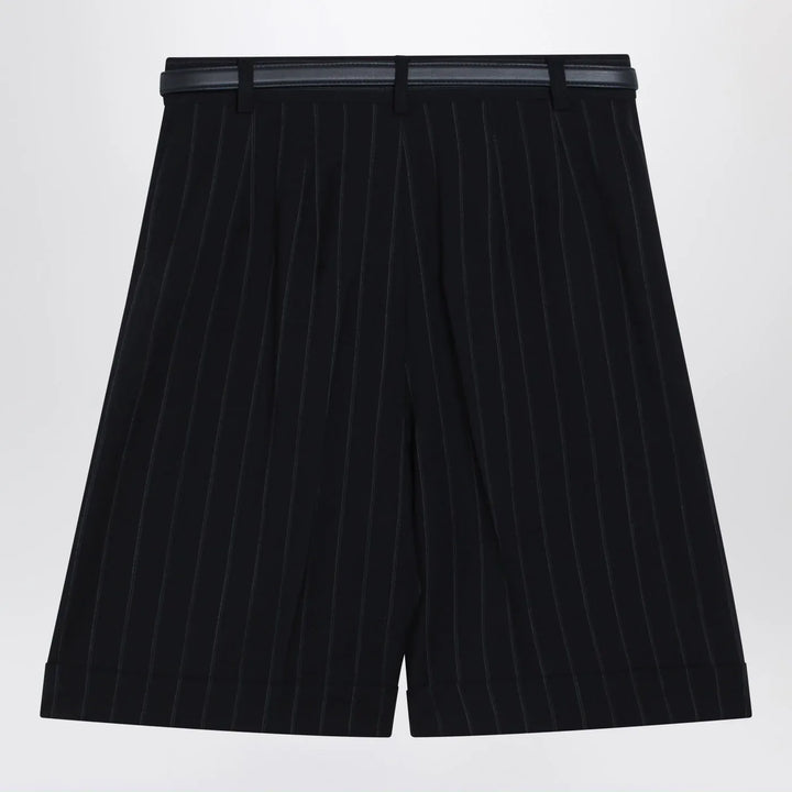 Max Mara Studio - Blue pinstripe wool bermuda shorts Brand Shorts 40  IT