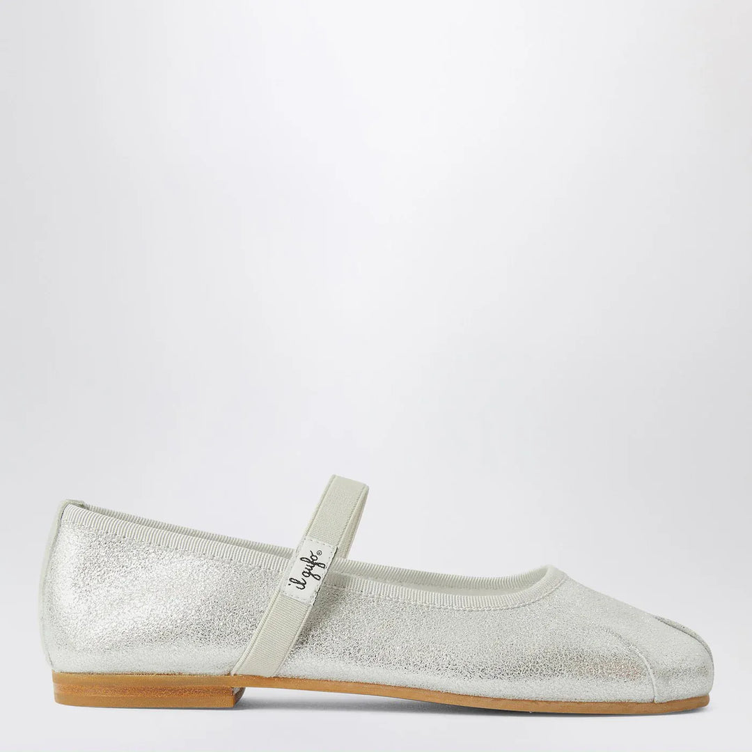 Silver ballet flats with elastic strap Brand 36