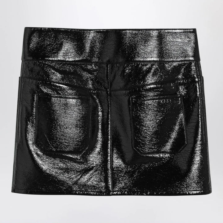 Courrèges - Black Belted Vinyl Mini Skirt Brand Skirts 38  FR