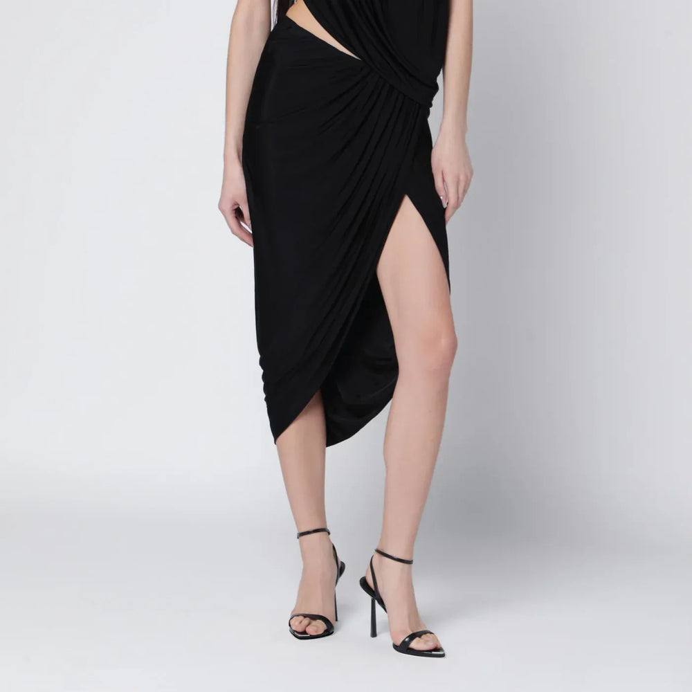 Francesco Murano - Draped black stretch jersey skirt Brand Skirts 42  IT