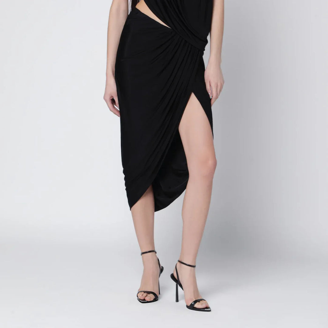 Francesco Murano - Draped black stretch jersey skirt Brand Skirts 42  IT