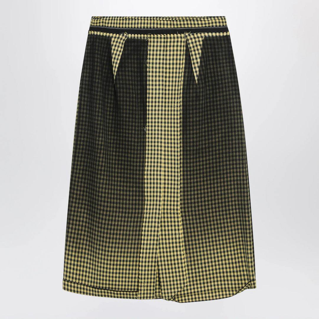 Maison Margiela - Virgin wool midi skirt with faded check pattern Brand Skirts 44  IT