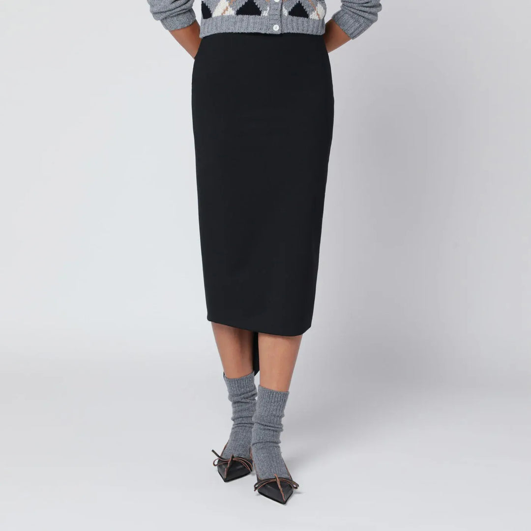TheLatest - Black cotton midi skirt Brand Skirts 40  IT