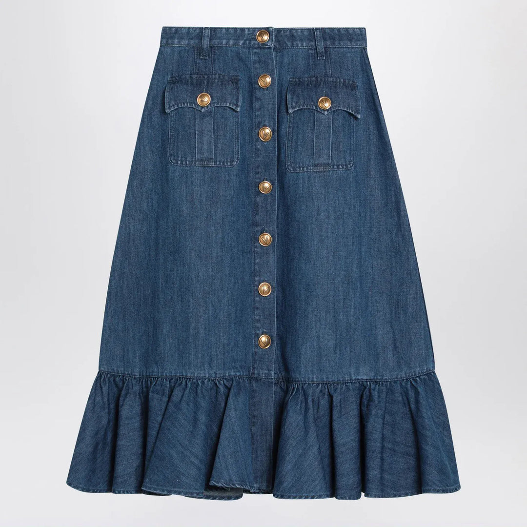 Valentino - Blue denim midi skirt Brand Skirts 38  IT