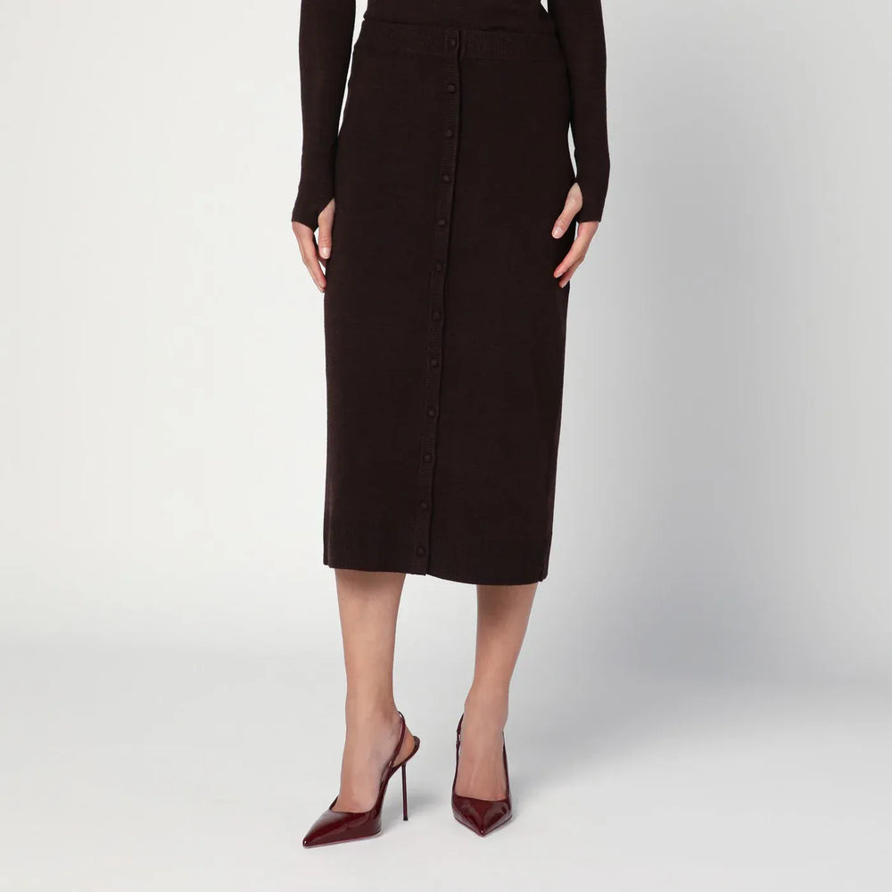 Victoria Beckham - Brown midi skirt in wool blend Brand Skirts L