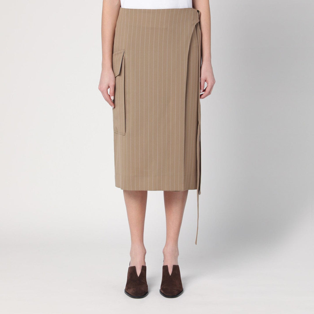 Skirts 8 UK Victoria Beckham - Sand-coloured pinstriped wrap skirt Brand