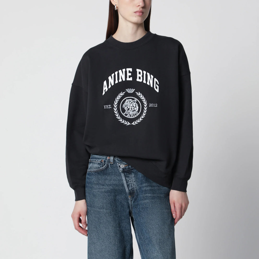 ANINE BING - Miles Collegiate cotton sweatshirt vintage black Brand Sweatshirt XS