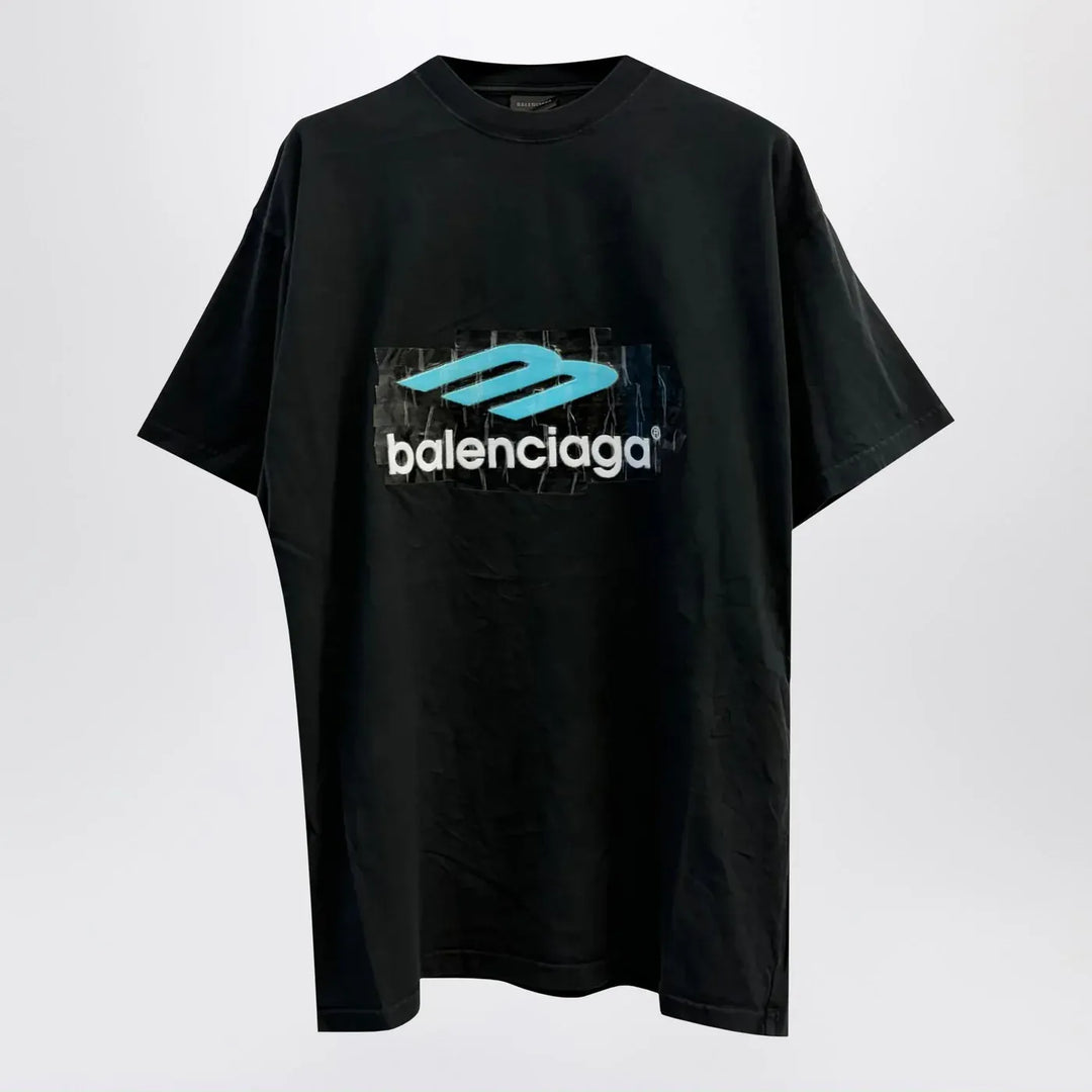 Balenciaga - Oversized washed black 3B T-shirt Brand T-Shirt