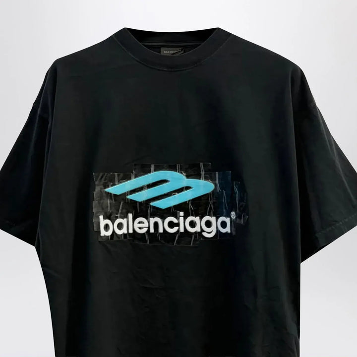 Balenciaga - Oversized washed black 3B T-shirt Brand T-Shirt