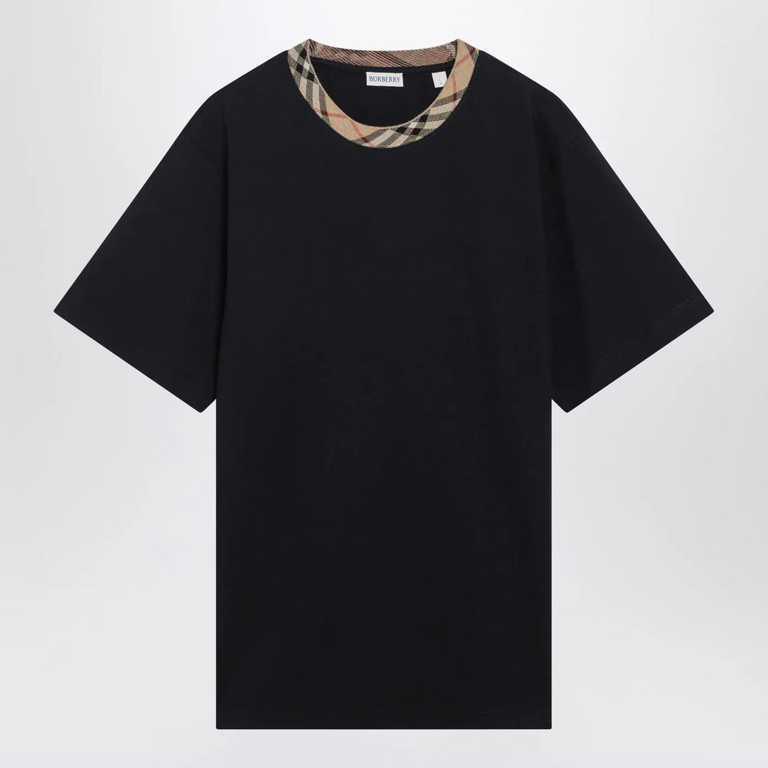 Burberry - Navy T-shirt with Check trims Brand T-Shirt S
