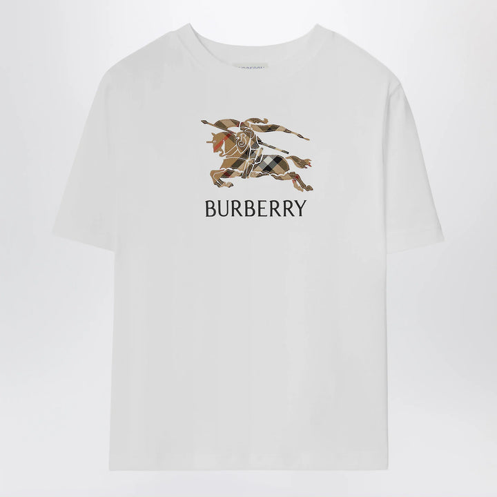 Burberry - White cotton T-shirt with EKD Check Brand T-Shirt 4Y