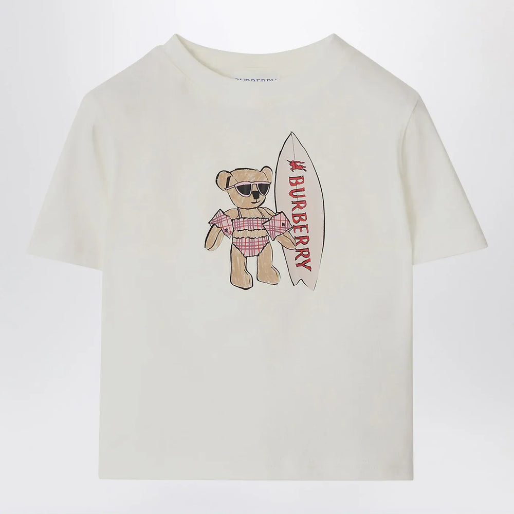 Burberry - White T-shirt with surfing teddy bear Brand T-Shirt 2A