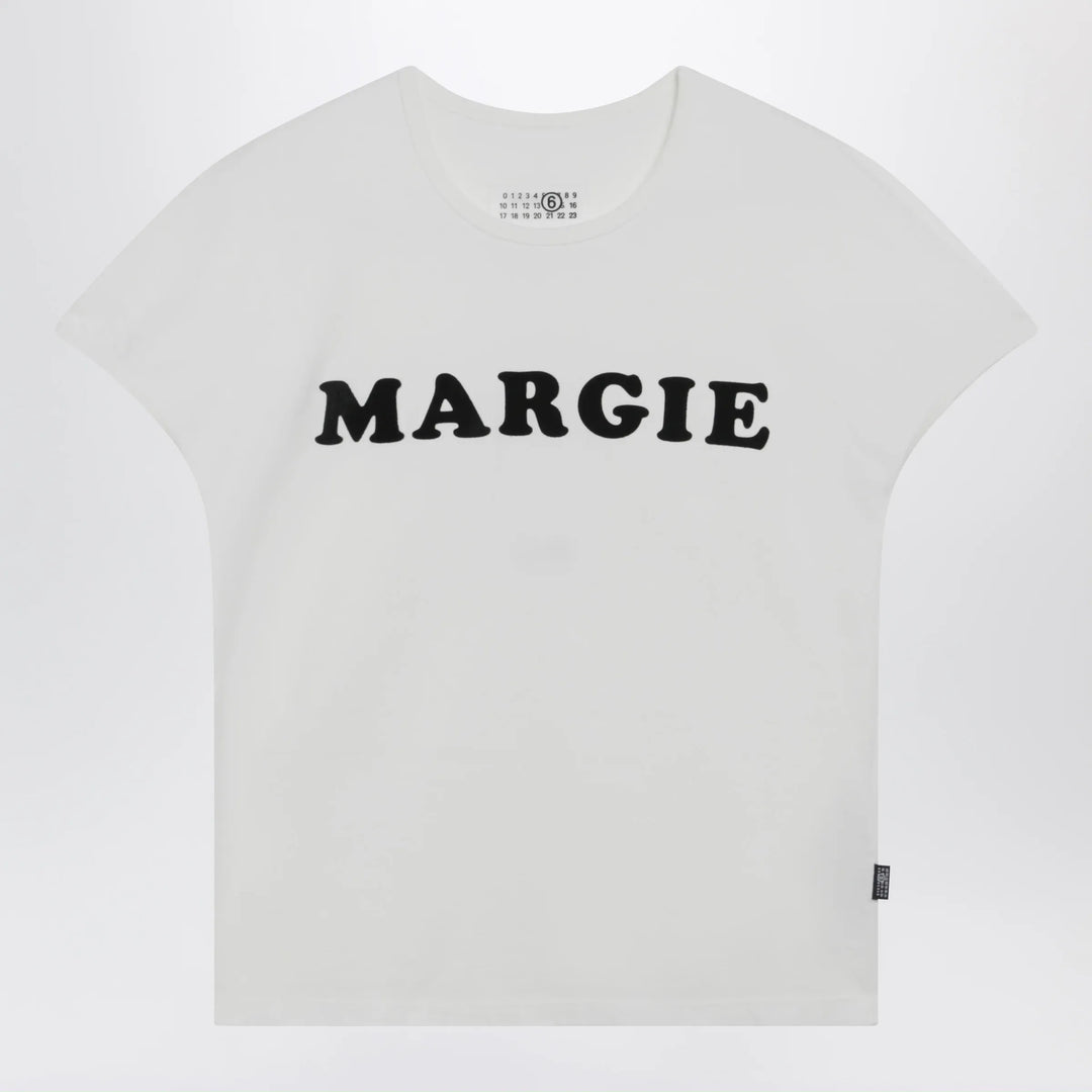 MM6 Maison Margiela - Vintage jersey cotton T-shirt in white Brand T-Shirt