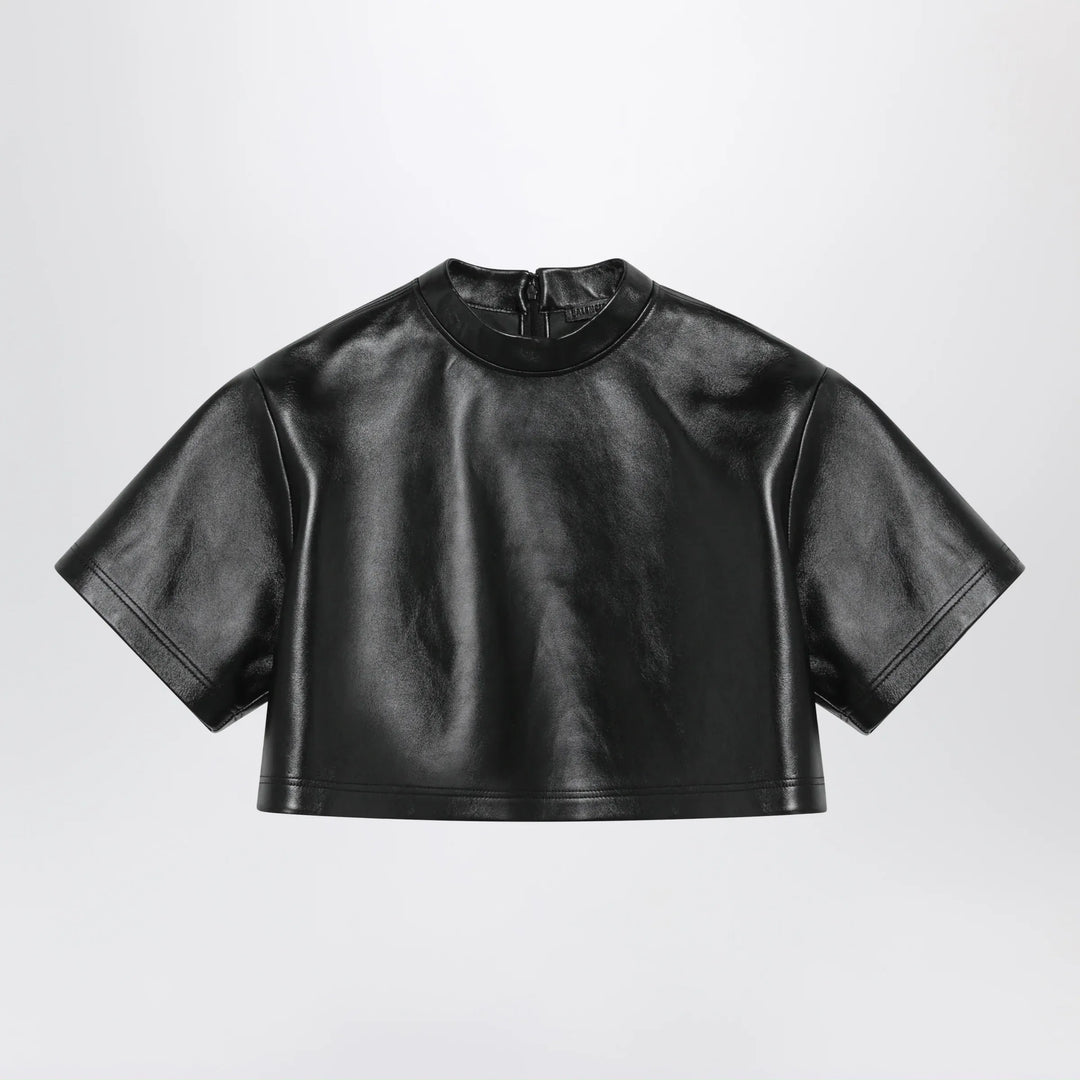 Balenciaga - Black Cropped Leather Top Brand Topwear 38  FR