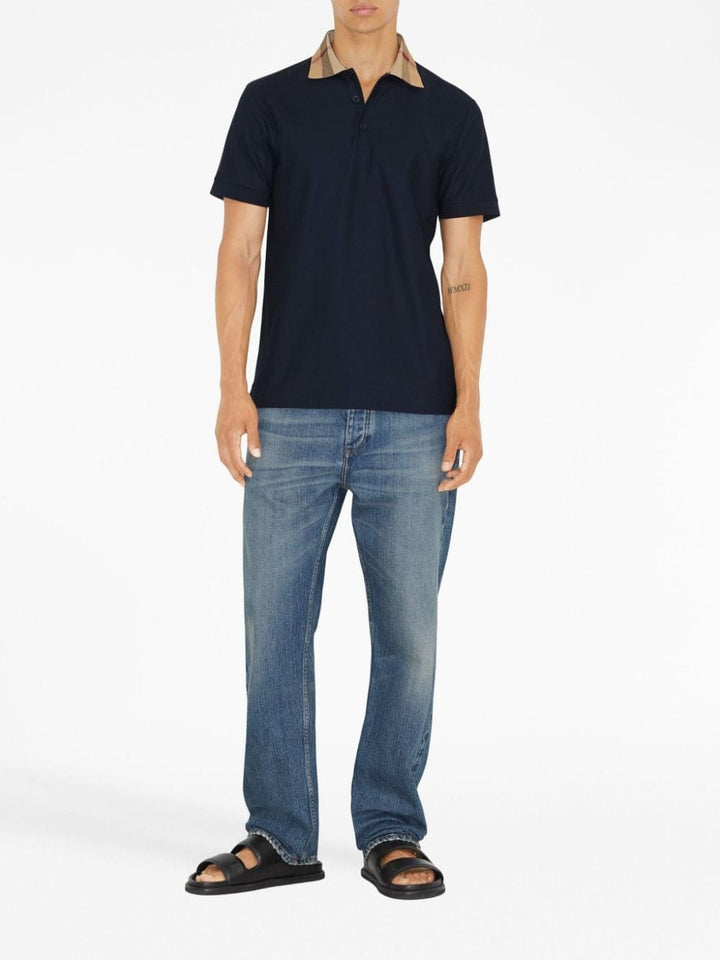 Burberry Topwear Burberry T-shirts and Polos Blue Burberry T-shirts navy blue polo with Vintage Check collar. Brand