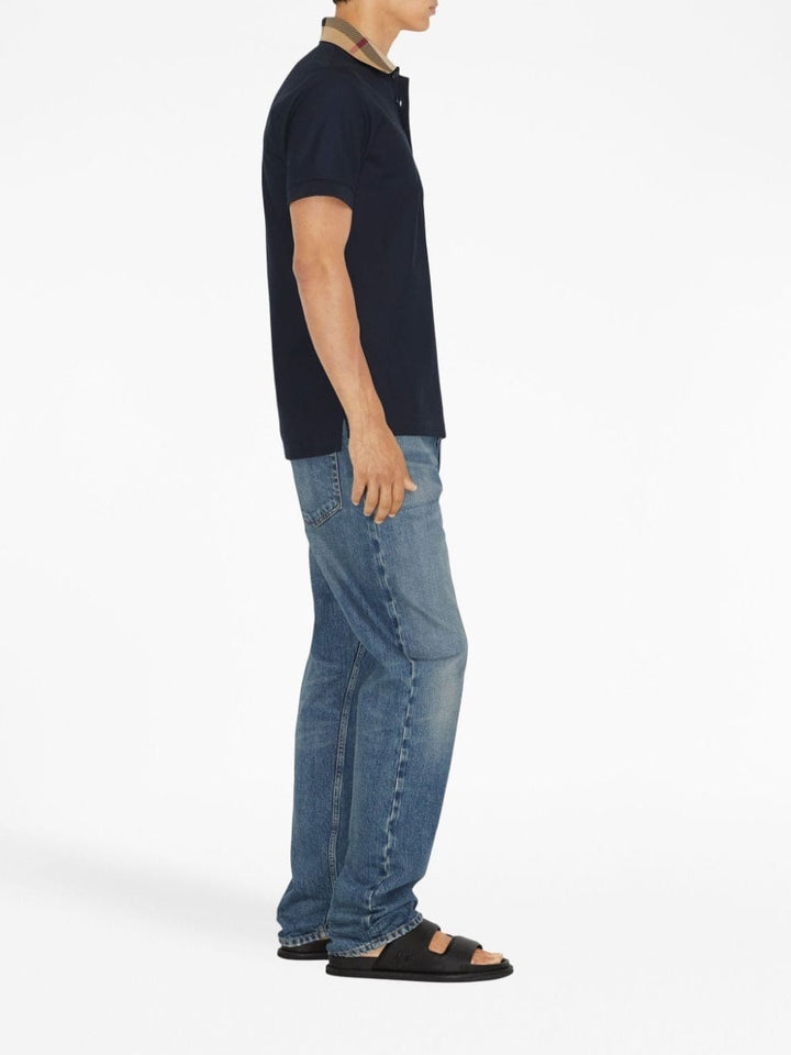 Burberry Topwear Burberry T-shirts and Polos Blue Burberry T-shirts navy blue polo with Vintage Check collar. Brand