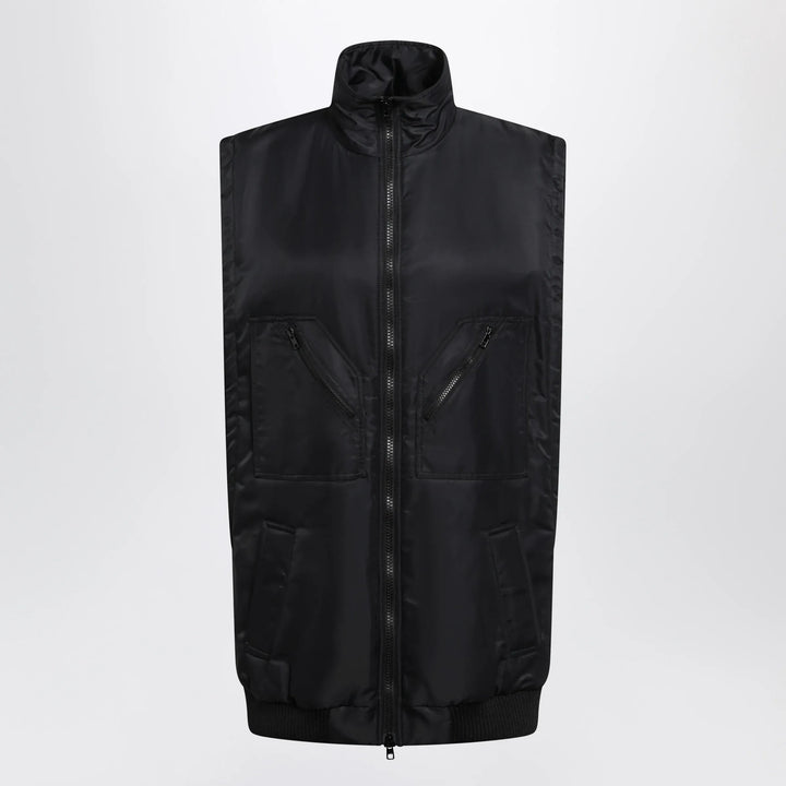 MM6 Maison Margiela - Black Nylon Zip-Up Vest Brand Vests 36  IT