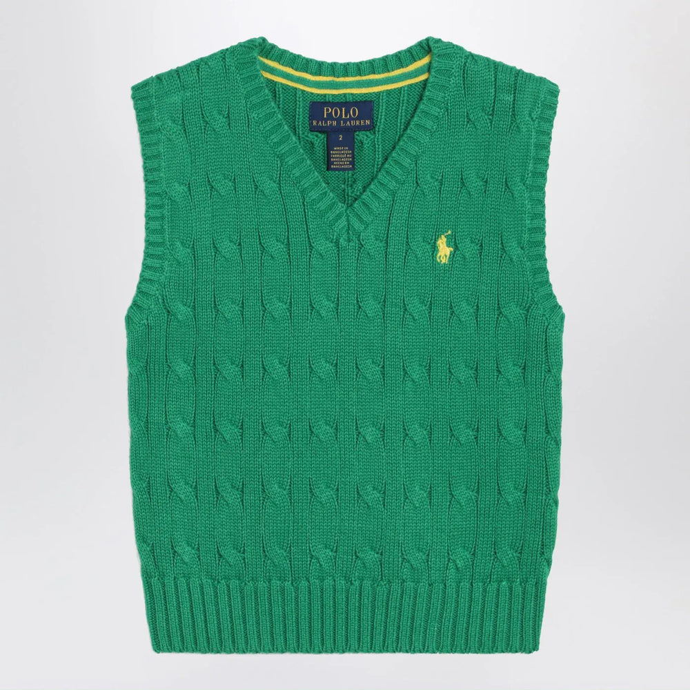 Polo Ralph Lauren - Green cable-knit cotton vest Brand Vests 2