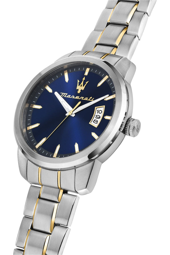 Watch Maserati Successo 42mm Blue Dial Two Tone Stainless Steel Strap Watch Brand